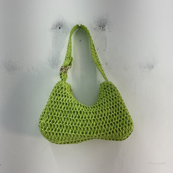 H&M Handbags - H&M Lime Woven Raffia Women's Hobo Bag Purse Handbag